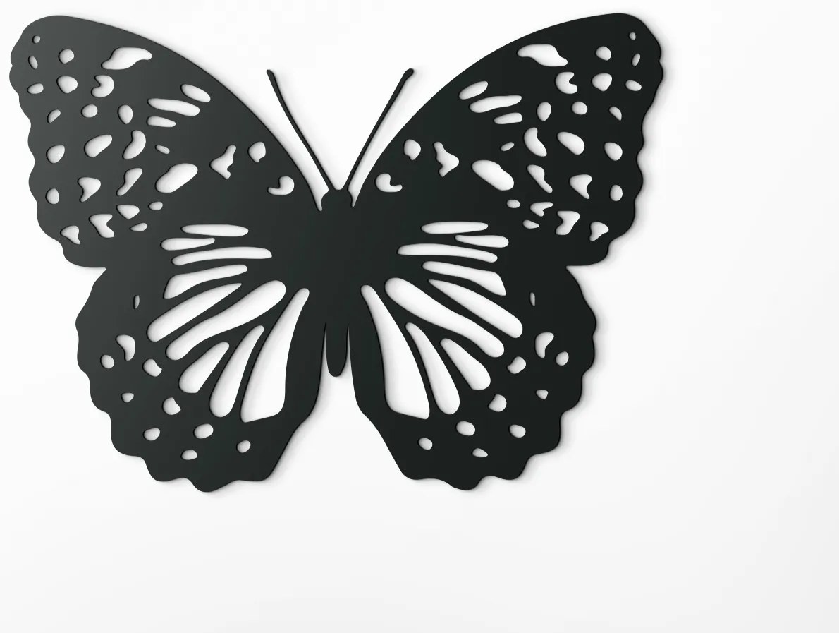 drevko Drevená nálepka na stenu Čarovný motýľ Rozmer obrazu: 32,5 x 44,5 cm, Farba dekorácie: Čierna