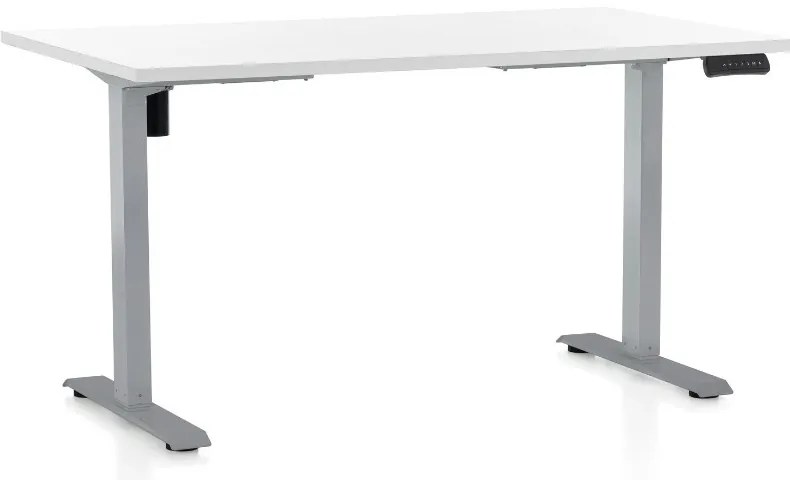 Výškovo nastaviteľný stôl OfficeTech B, 120 x 80 cm, sivá podnož, biela