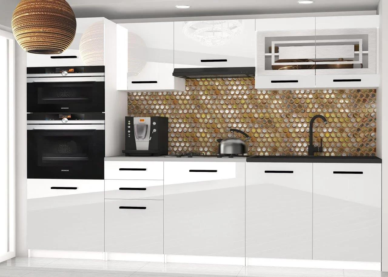 Kuchynská linka Belini 240 cm biely lesk s pracovnou doskou Paula2 INF PAULA2/4/WT/W/0/B1