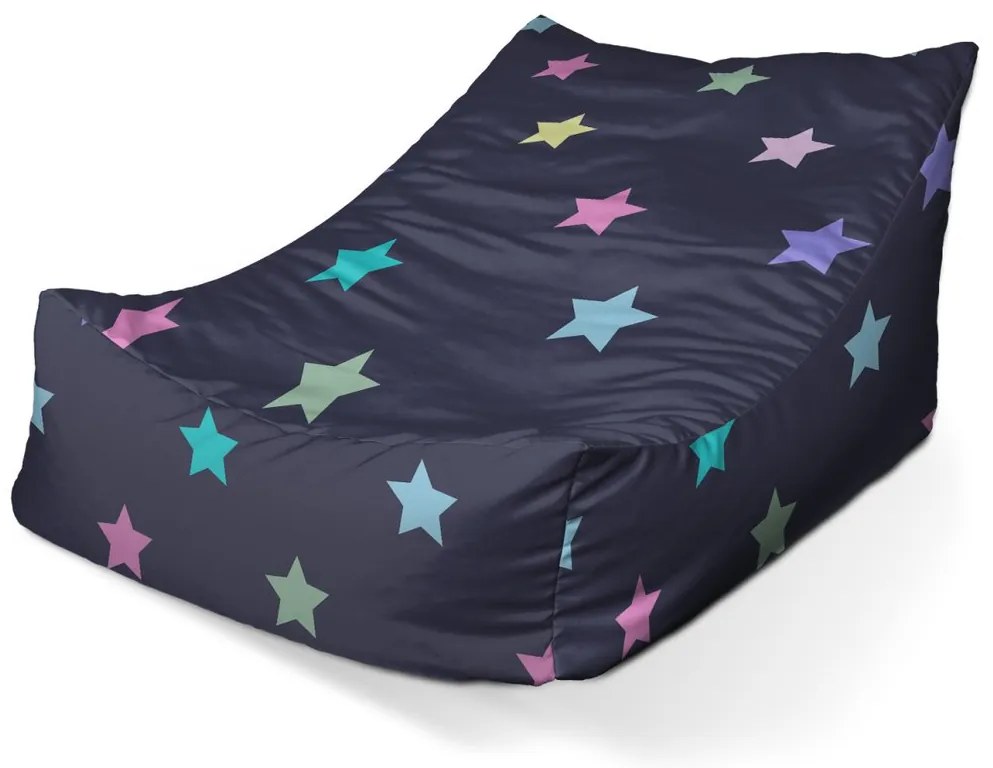 Sedací vak Lounge hviezdy na modrej - detský, farebná