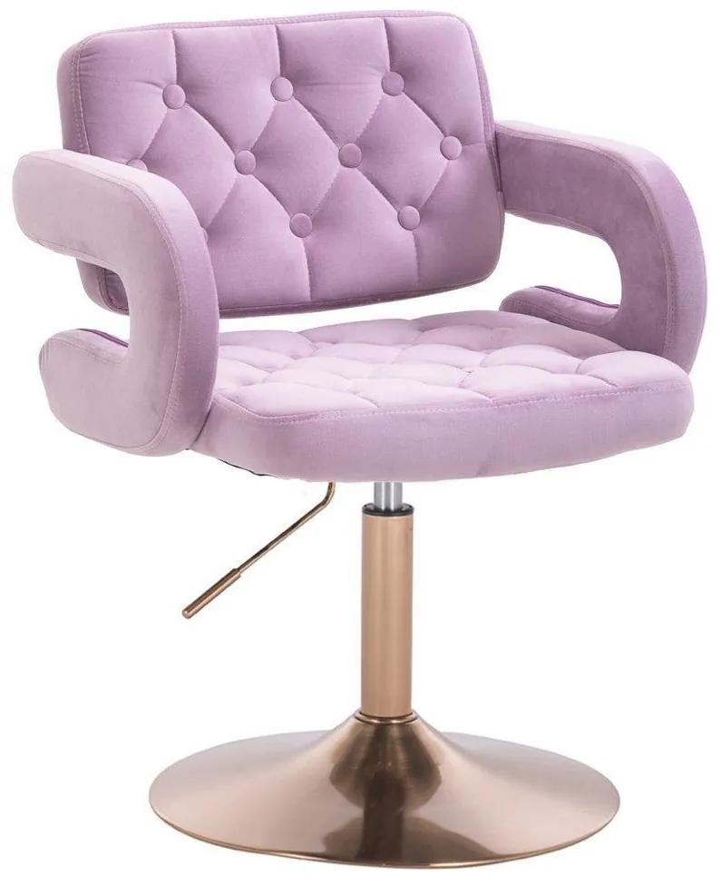 LuxuryForm DESIGN Kreslo ADRIA VELUR na zlatom tanieri - levanduľa