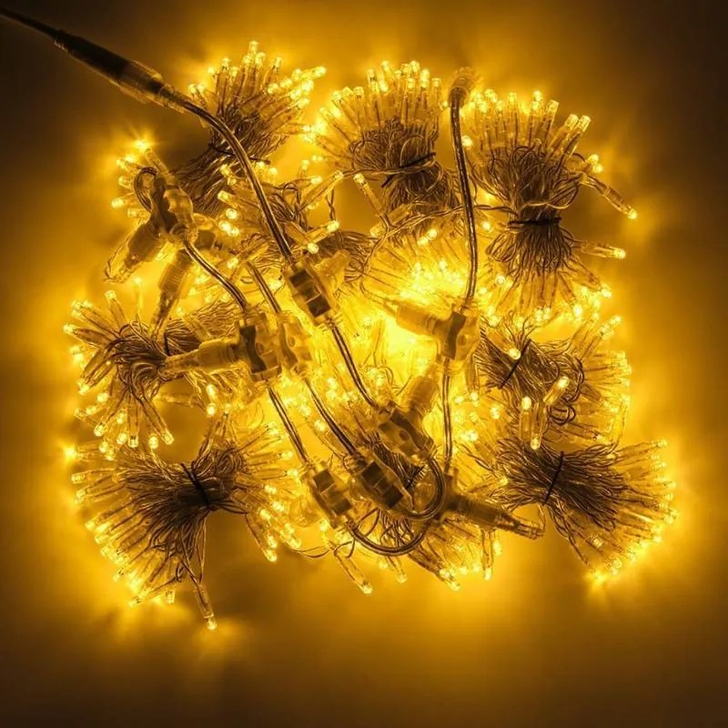 DECOLED Interiérová LED světelná záclona, teple bílá, transparentní kabel, 1x7 m, 600 diod