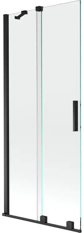 Mexen Velar, 2-krídlová posuvná vaňová zástena 85 x 150 cm, 8mm číre sklo, čierna matná, 896-085-000-01-70