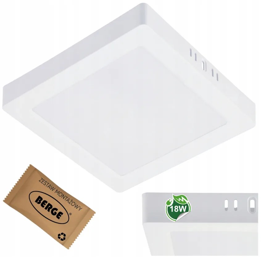BERGE Prisadený štvorcový LED panel 18W - 1980lm - neutrálna farba
