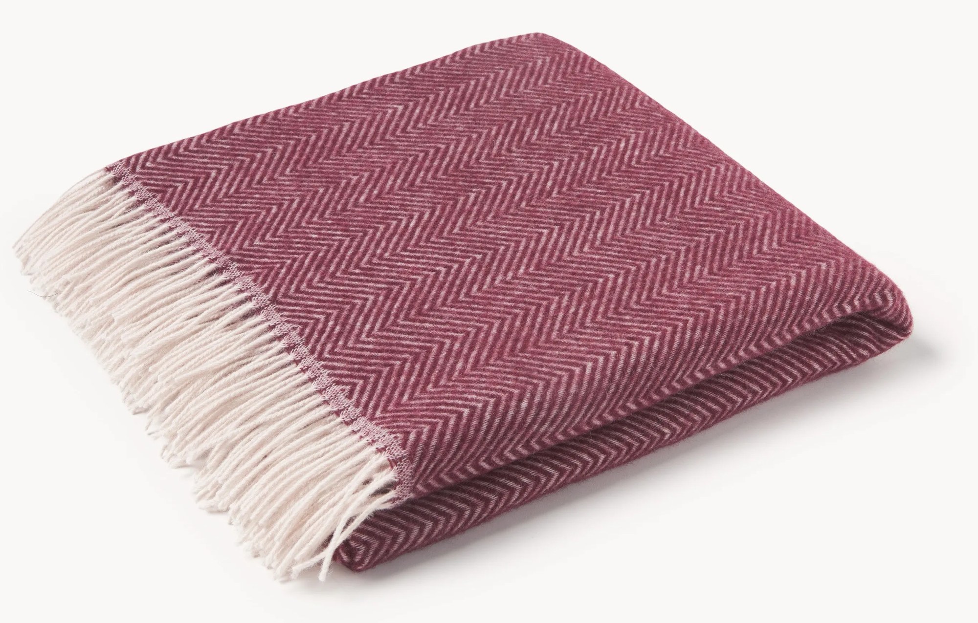 Vlnený prehoz so vzorom rybej kosti a strapcami Tyrol