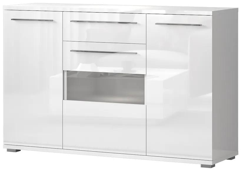 Veľká komoda s presklenim Tiana - biela