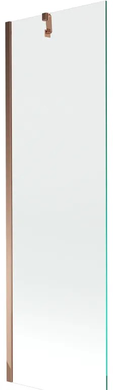 Mexen Next, vaňová zástena 1-krídlová 60 x 150 cm, fixné krídlo, 6 mm číre sklo, ružové zlato profil, 895-060-000-00-00-60