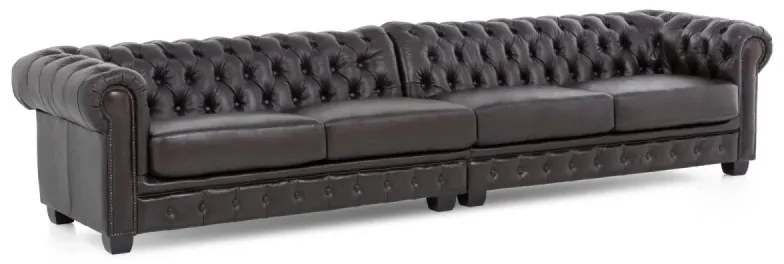 furniture-nabytek.cz - Masívna Chesterfield pohovka, 6-miestna, pravá koža, hnedá