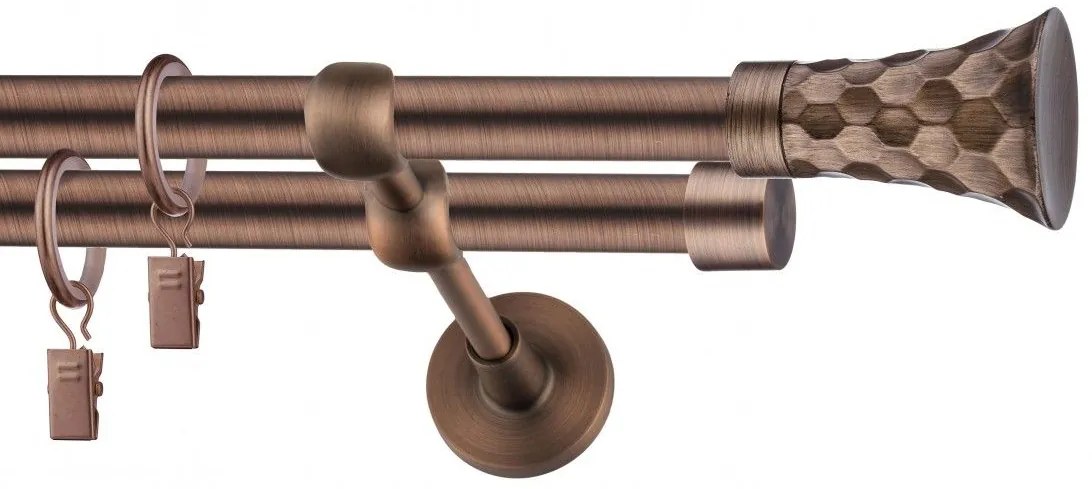 Dekorstudio Garniža dvojradová SFERIC medená 19mm Dĺžka: 120cm, Typ príslušenstva: Bez príslušenstva