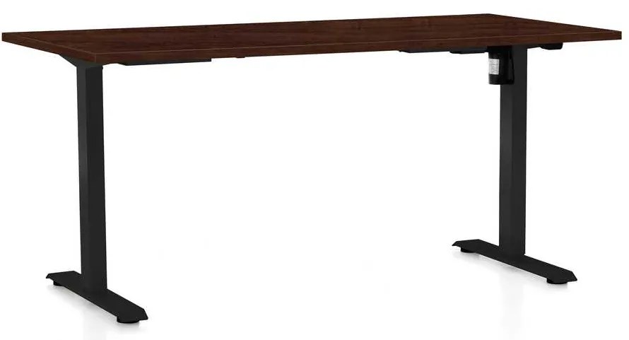 Výškovo nastaviteľný stôl OfficeTech A, 160 x 80 cm, čierna podnož, wenge