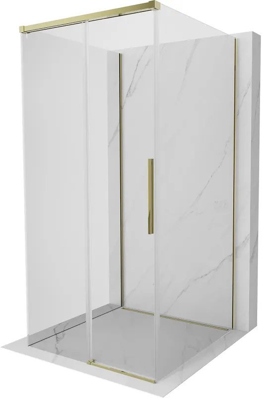 Mexen Rox-3S, 3-stenný sprchový kút 95 x 95 cm, 8mm číre sklo, zlatý profil, 8C2-095-095-50-00-3S