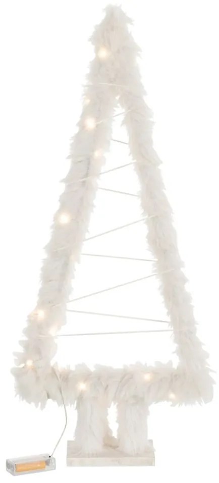 Biely chlpatý svietiaci stromček na nohe Teatree Wood White - 30*10*70 cm