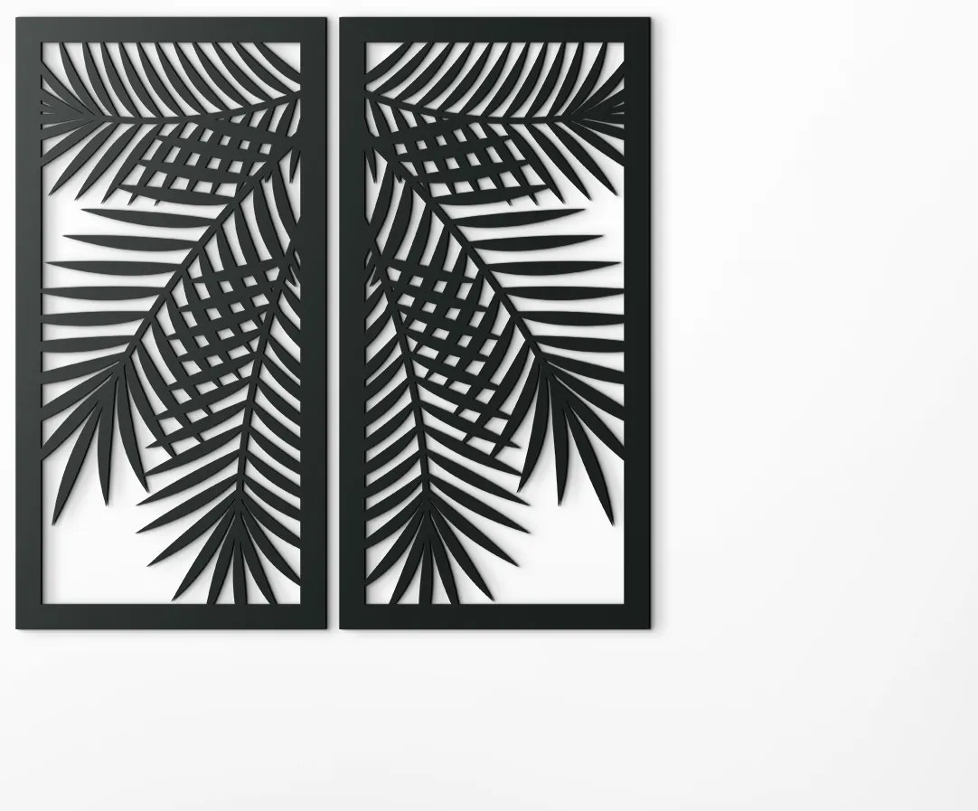 drevko Dvojdielny obraz Tropická Palma Rozmer obrazu: 31,5 x 32,5 cm, Farba dekorácie: Čierna