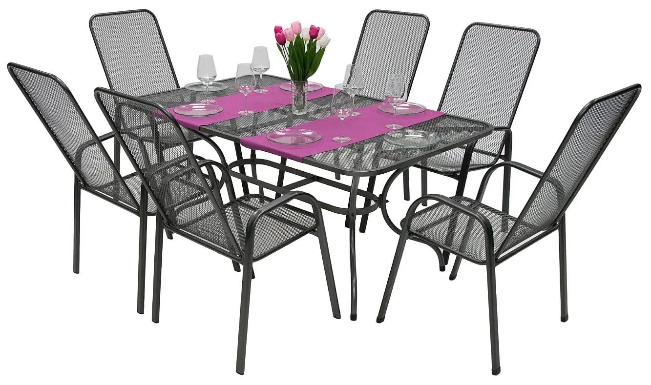 Deokork Záhradná kovová zostava SANDRA 1+6 stůl 160x95 cm (CT311)