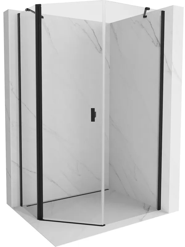 Mexen Mist, päťuholníkový sprchový kút výklopný 80 x 90 cm, číre sklo, čierny profil, 8A8-080-090-70-00