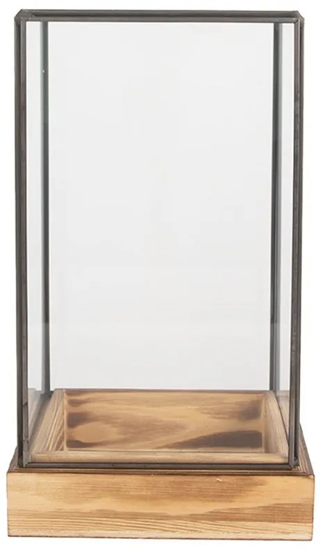 Dekoračný skleník/ vitrína s dreveným podstavcom Pallas - 14*14*24 cm
