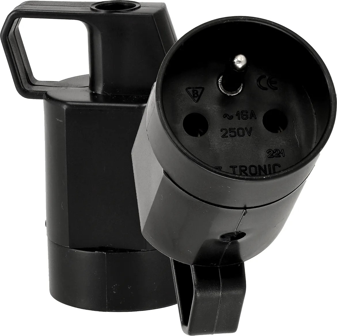 BERGE Zásuvka s koncovkou a uzemnením čierna