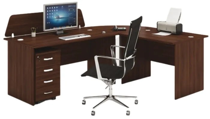 Kancelársky pracovný stôl s kontajnerom MIRELLI, typ E, orech