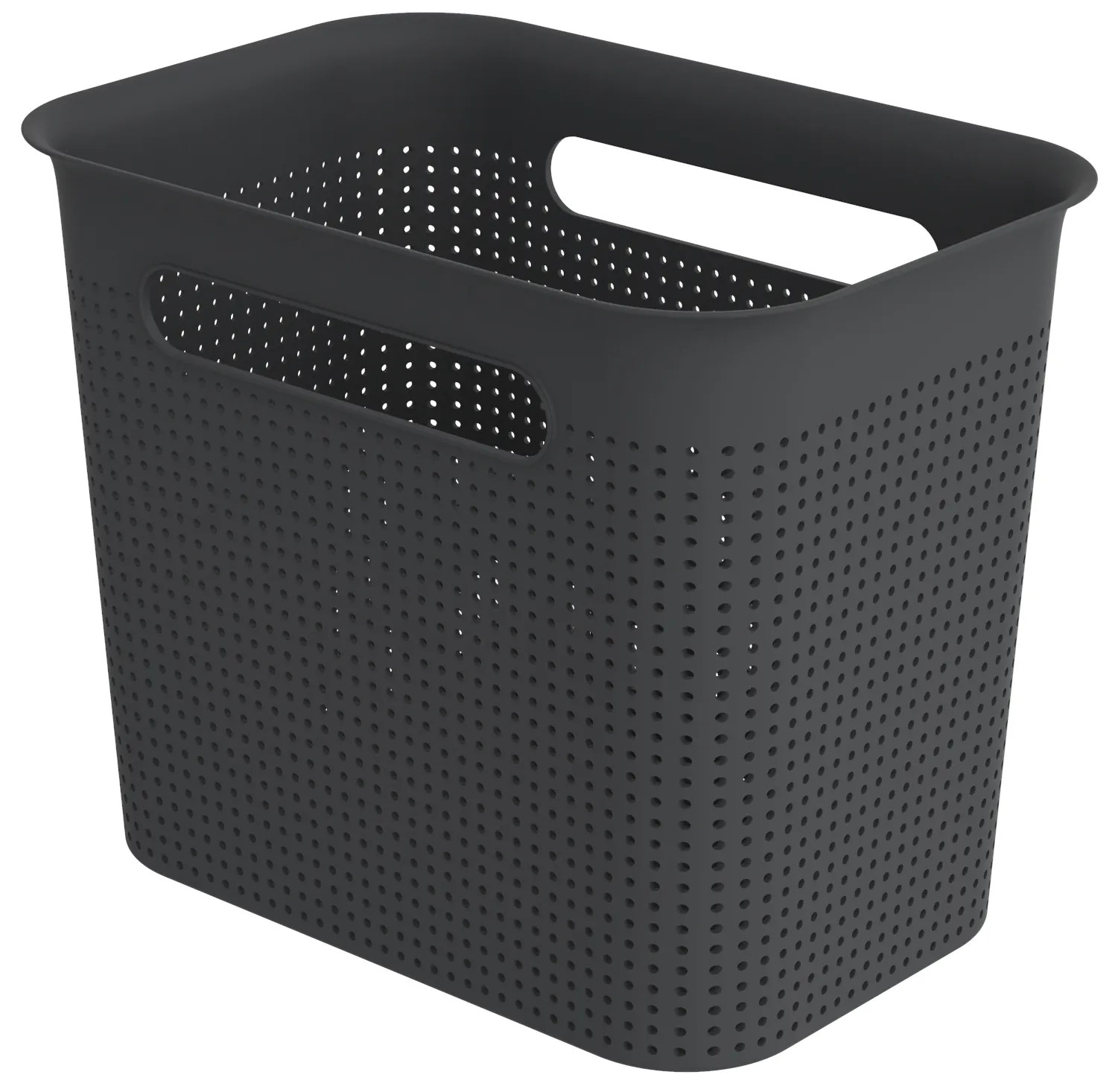 Úložný box s rúčkami BRISEN 7l, 26x18x21cm, čierny S vekom / Bez veka: Bez veka