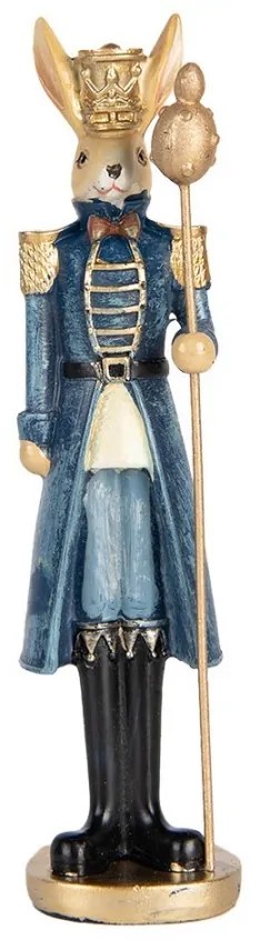 Dekorácia králik v modrom obleku a vajíčkom - 5*5*18 cm