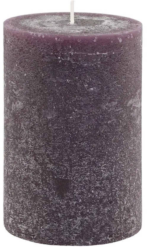 Fialová široká sviečka Macon Rustic plum - Ø 10*15cm/ 90h