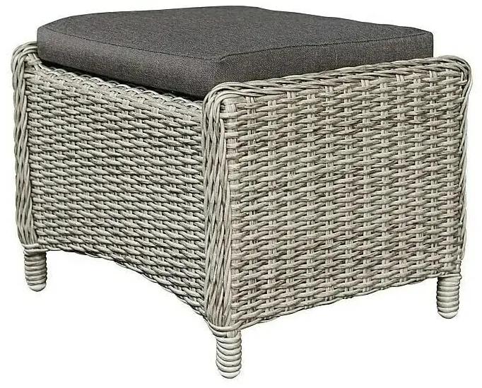 Sunfun Pauline Taburet, 52 × 47 × 41 cm, hliník, PE ratan, polyester, svetlo a tmavosivá, antracit