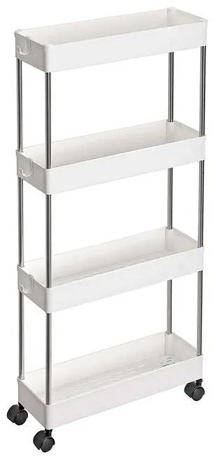 SongmicsHome Regál na kolieskach SLIM, 4 úrovne, 13,5x40x86cm, biela
