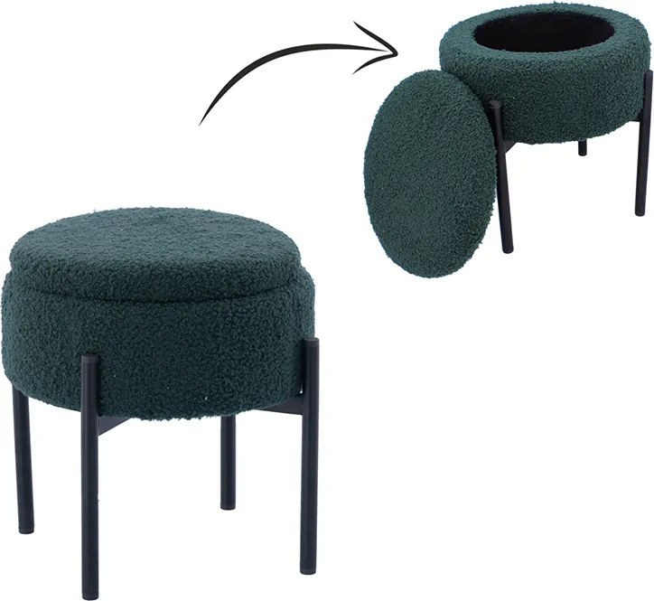 CH Taburetka s úložným priestorom Nora - zelená