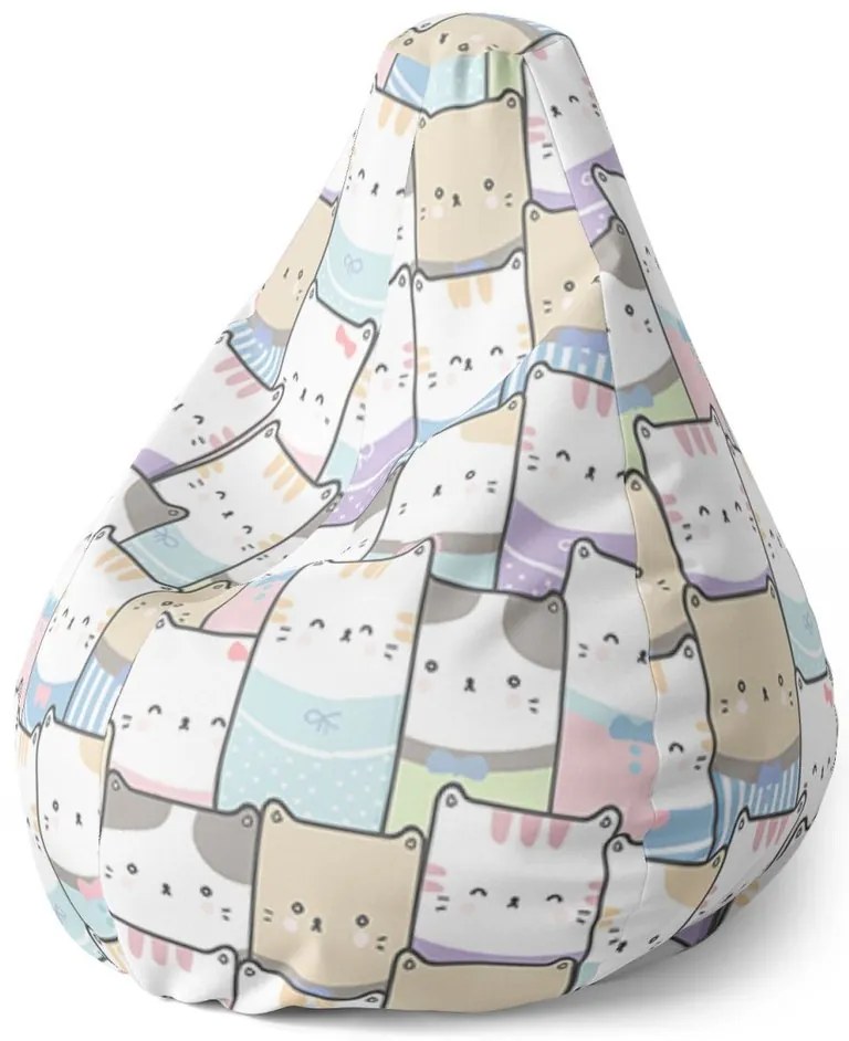 Sedací vak Pear farebné mačiatka - detský, farebná