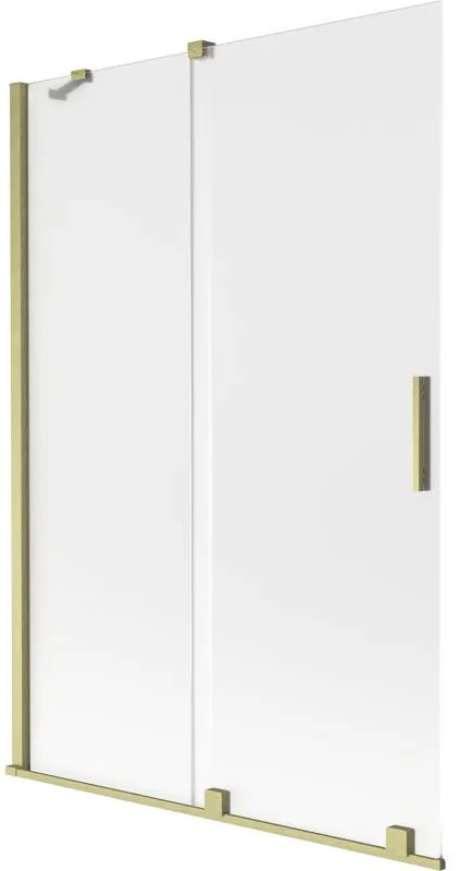 Mexen Velar, 2-krídlová posuvná vaňová zástena 120 x 150 cm, 8mm sklo námraza, zlatá matná, 896-120-000-31-55