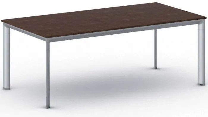 Rokovací kancelársky stôl PRIMO INVITATION, 200x100 cm, sivostrieborná podnož, orech