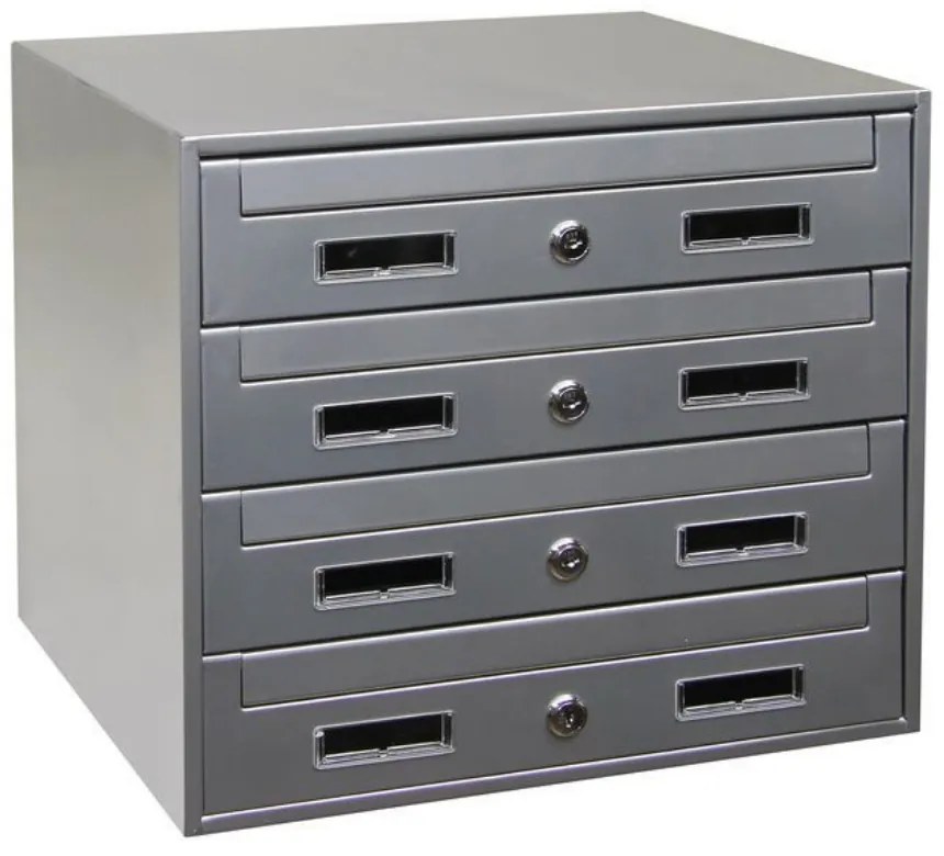 Zostava poštových schránok BK 02, 4 schránky, strieborná