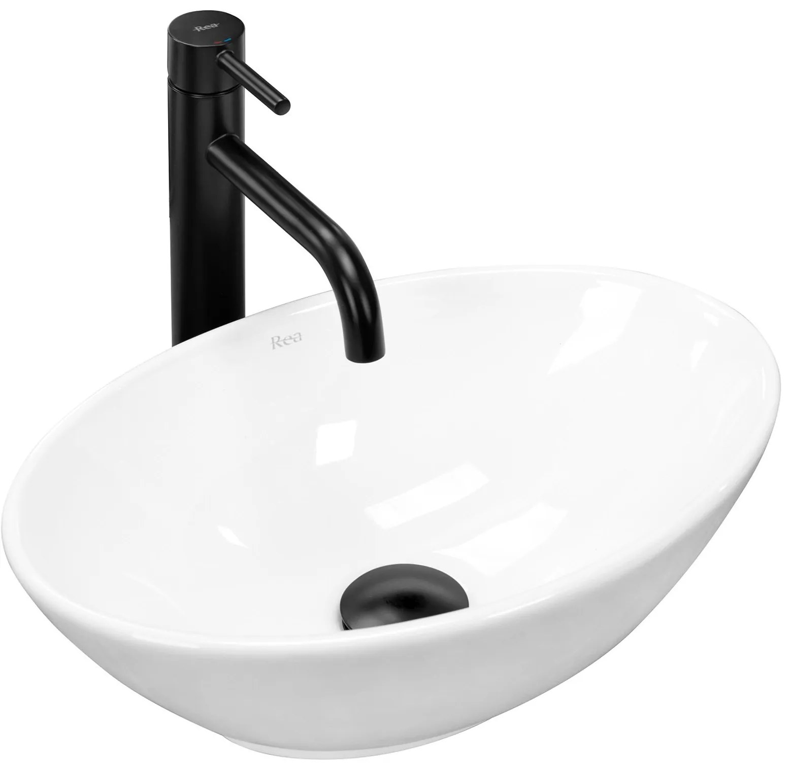 Rea Pamela Mini, keramické umývadlo na dosku 40x27x14,5 cm, biela, REA-U5804