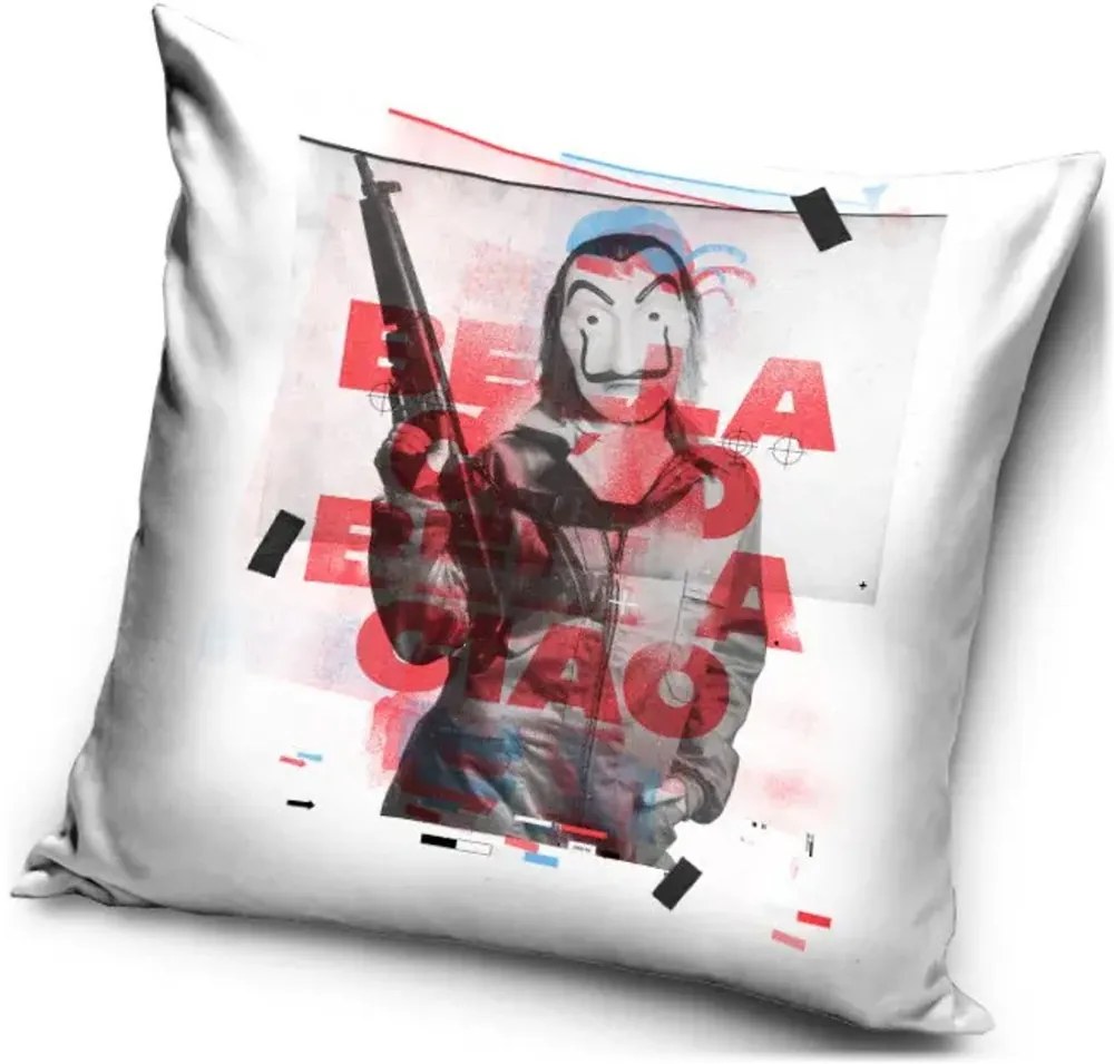 Dekoračný vankúš Dom z papiera - Money Heist – motív Bella Ciao - 40x40 cm