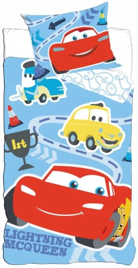 Bavlnené obliečky do detskej postieľky Auta - Blesk McQueen - Disney - 90 x 140 cm + 40 x 55 cm.