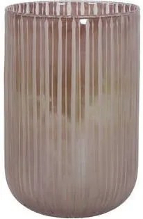 Sklenená prúžkovaná ružová váza Tollegno L - Ø 20 * 30 cm