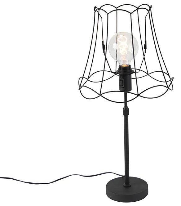 Stolná lampa čierna s rámovým tienidlom 30 cm nastaviteľná - Parte