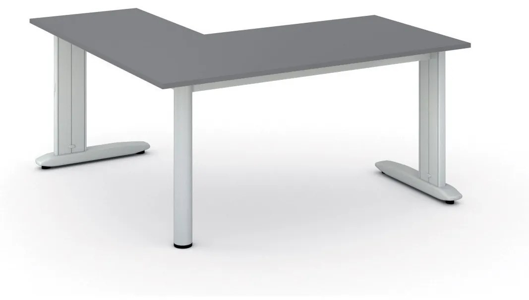 Rohový kancelársky písací stôl PRIMO FLEXIBLE, 1600 x 1600 mm, grafitová