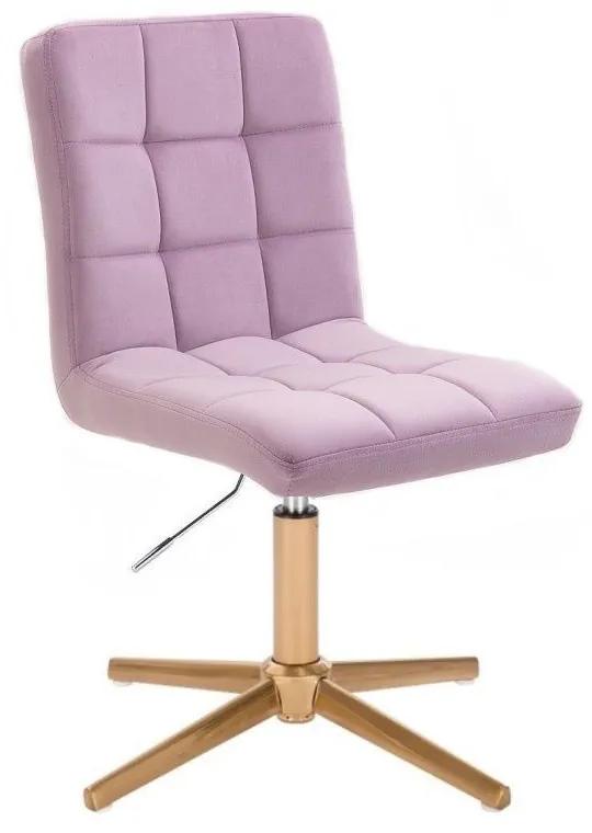 LuxuryForm DESIGN Stolička TOLEDO VELUR na zlatom kríži - levanduľa