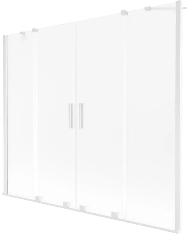 Mexen Velar Duo, 2-krídlová vaňová zástena s posuvnými dverami 170 x 150 cm, námraza, biely profil, 896-170-000-32-20