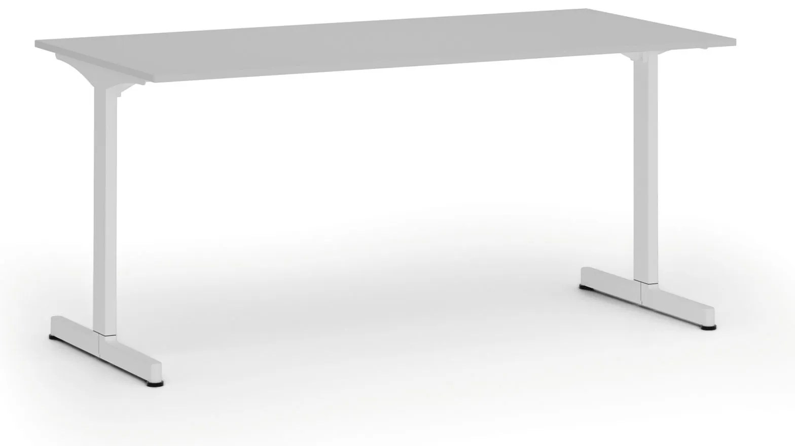 Kancelársky stôl PRIMO BETA, 160x80 cm, biela podnož, sivá
