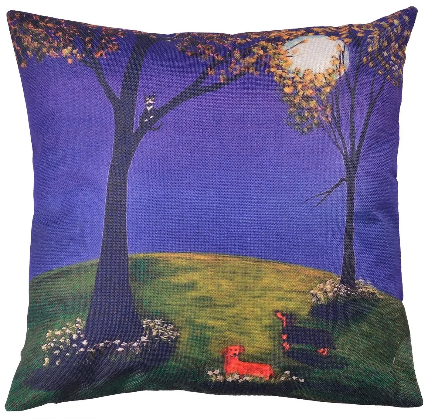 Povlak na vankúš s nočnou krajinou a psy - 43 * 43 cm