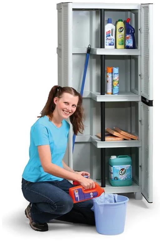 ArtPlast Plastová upratovacia skriňa, 700 x 390 x 1720 mm, sivá