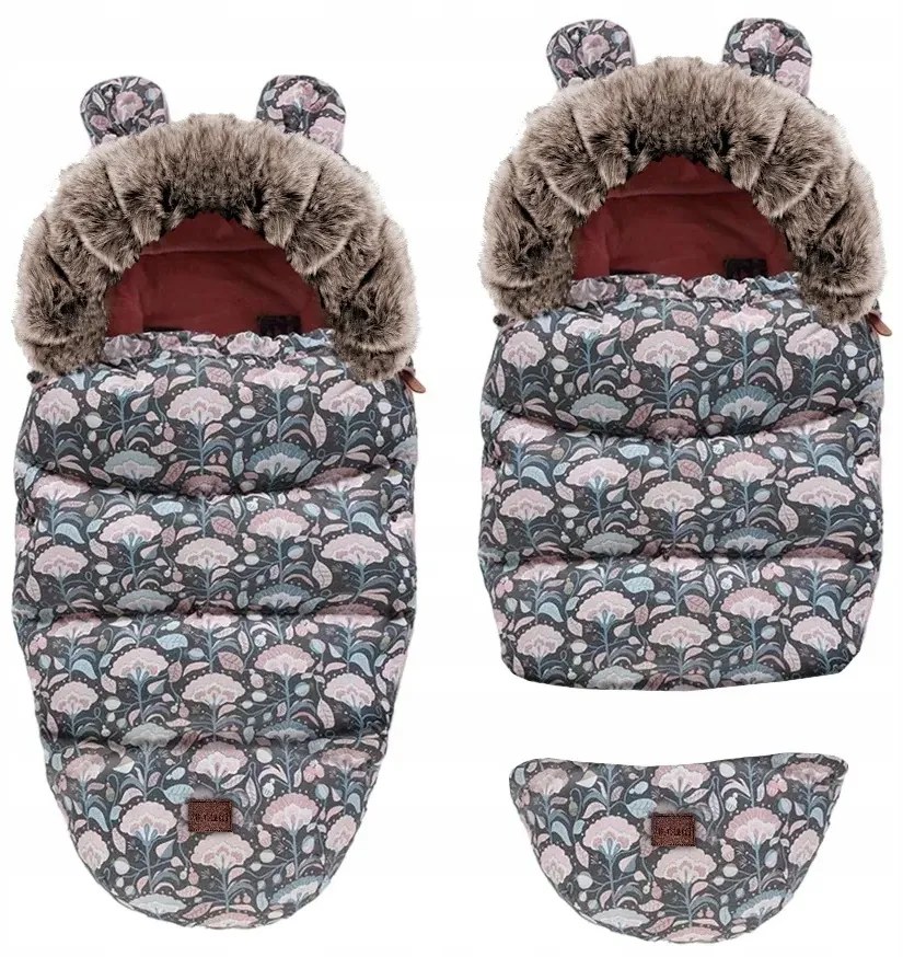 Rastúci fusak do kočíka TEDDY GROW-UP - ružové lístky