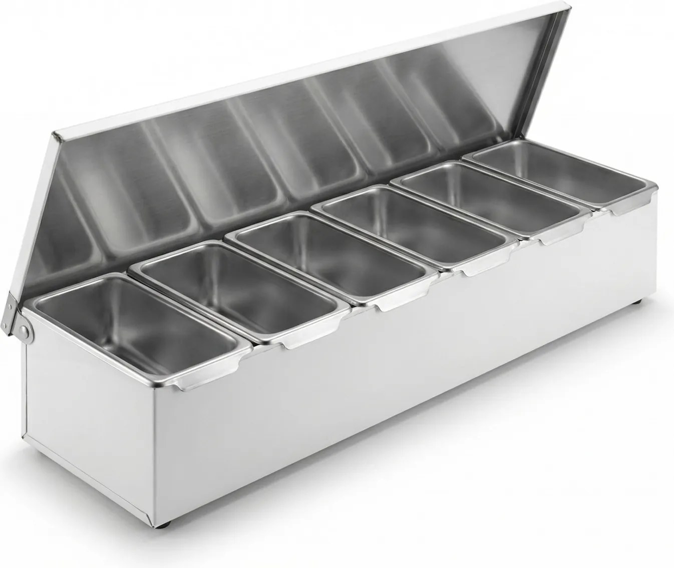 Nerezový zásobník na 6 prísad, 455 x 150 x 90 mm