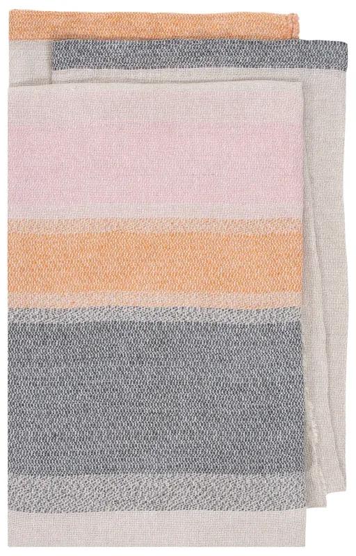 Ľanová deka / obrus Ruoste 150x260, ľan-oranžová-sivá