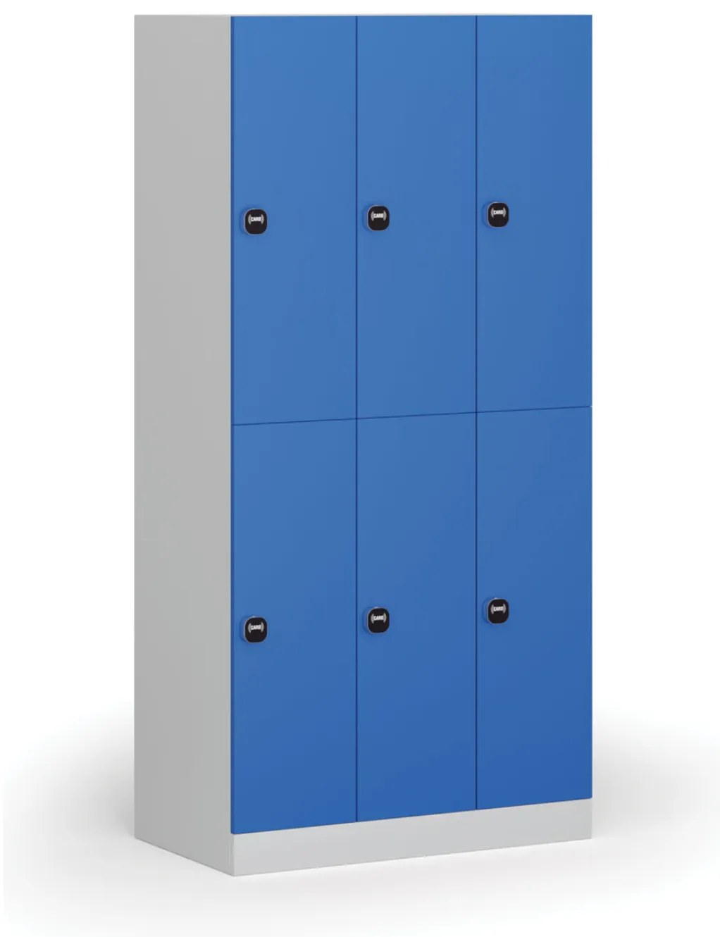 Šatníková skrinka s úložnými boxmi, 6 boxov, 1850 x 900 x 500 mm, demont, zámok s čítačkou RFID kariet, modré dvere
