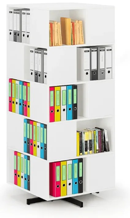 Otočný regál, 800×800×1932 mm, 4x 5 oddielov, biela Otočný regál, 800×800×1932 mm, 4x 5 oddielov, biela