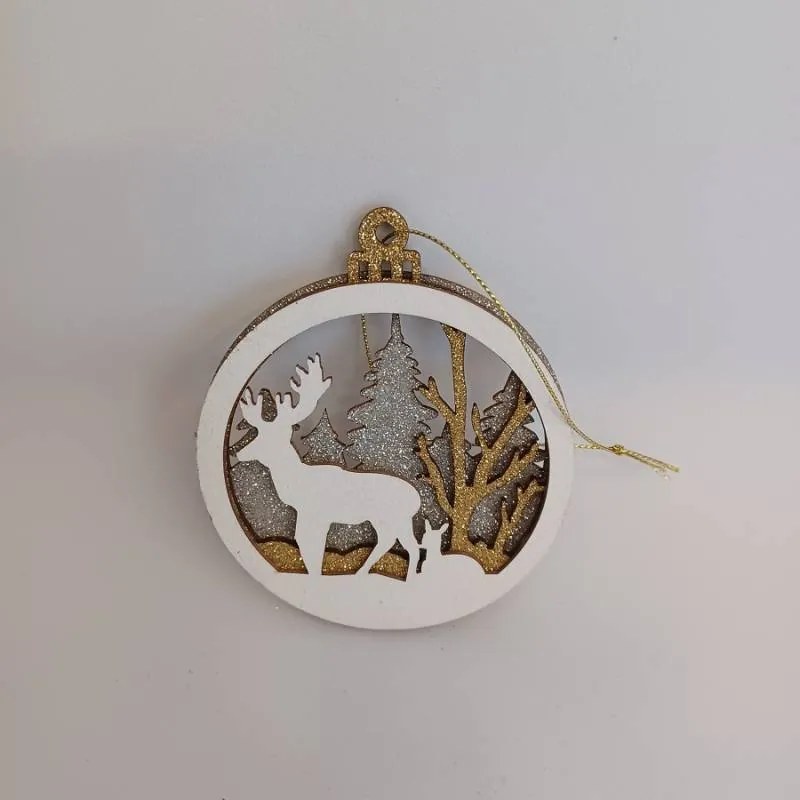 DECOLED Ozdoba, jelen, 8,5 cm, dřevěná