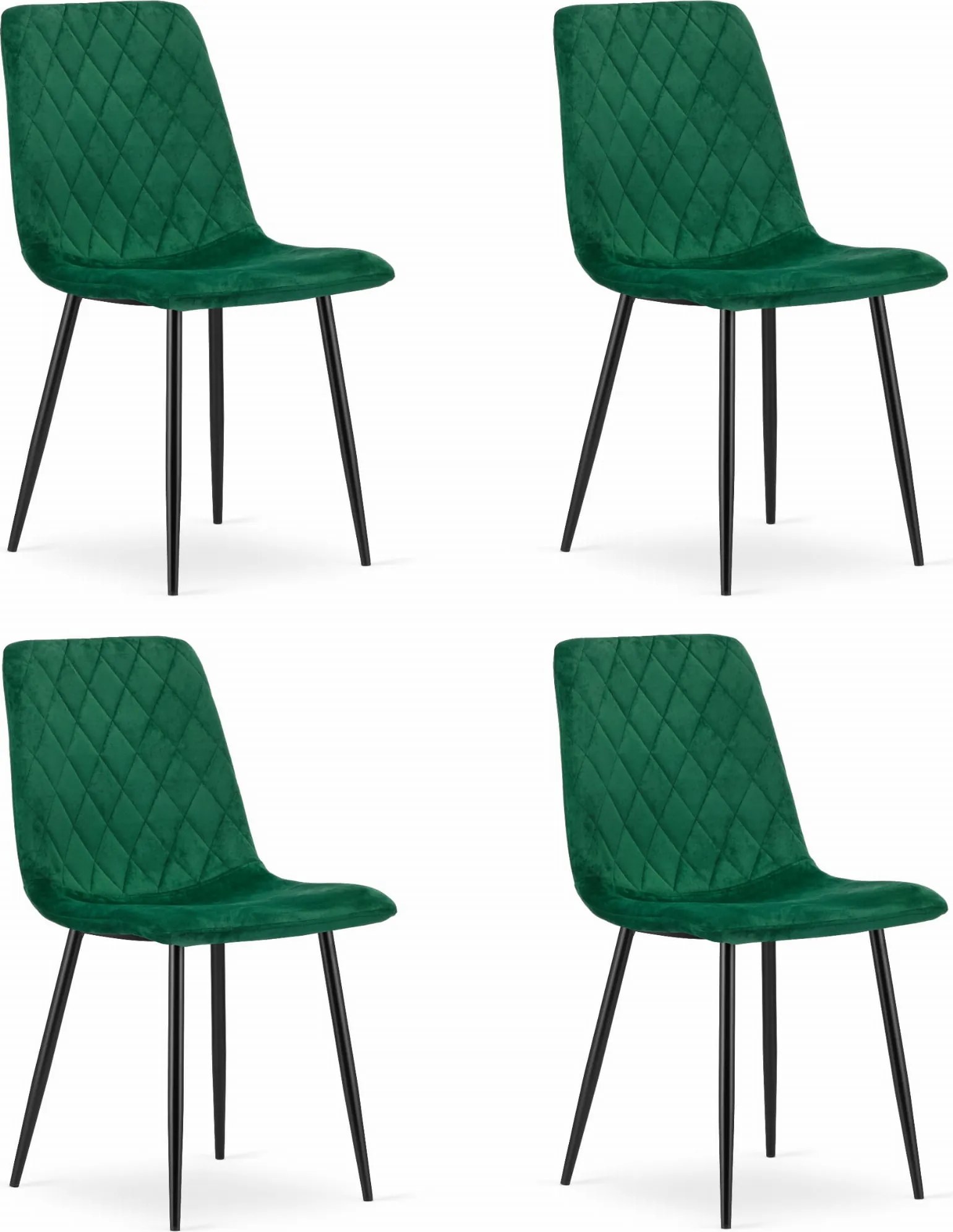 Set 4 kresiel TURIN - tmavozelený zamat